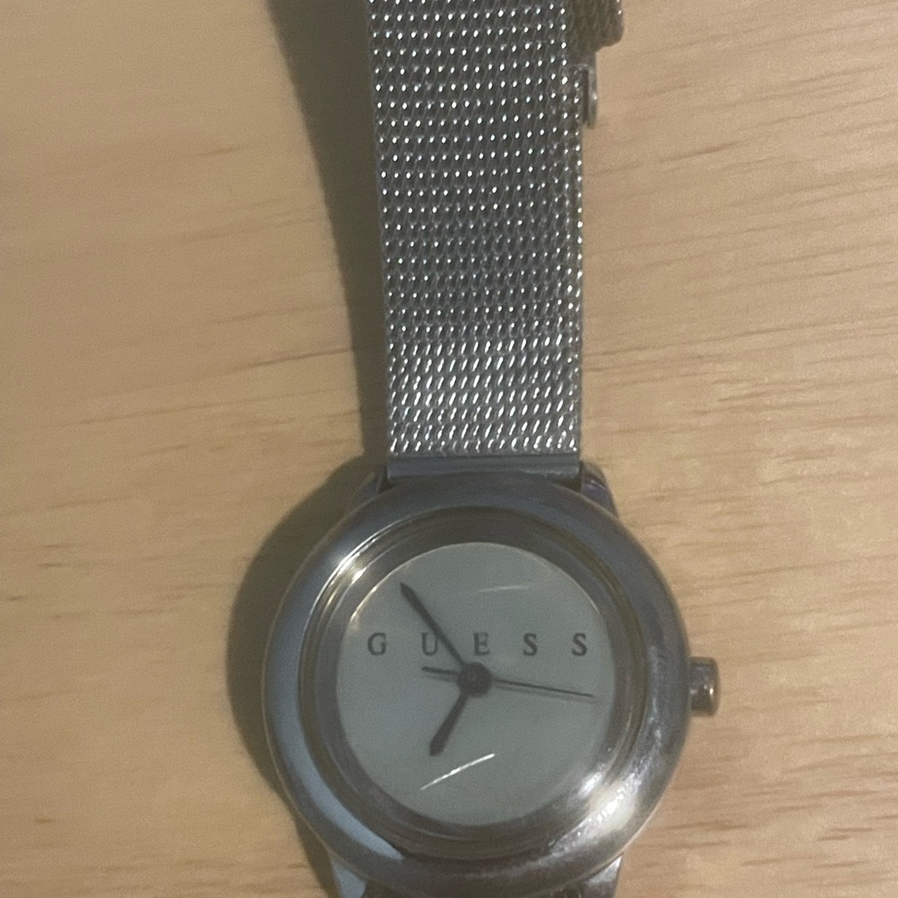 Guess Silver Mesh Watch. Needs batteries. Scratches
